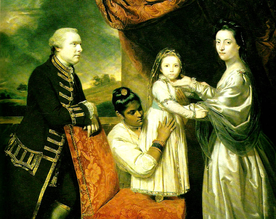 george clive with his family and an indian maidservant